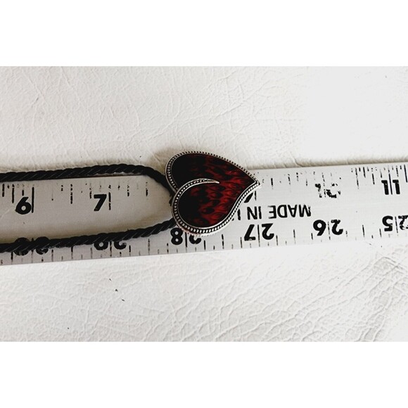 Lia Sophia Red Enamel Heart Pendant Black Cord Burning Love Necklace - Picture 6 of 7